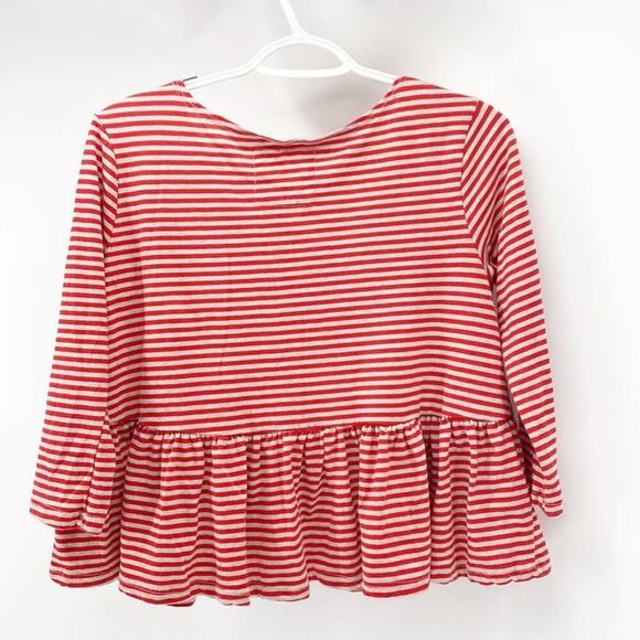 We The Free red striped tan peplum boxy shirt bohemian Gypsy hippie casual - Picture 7 of 7